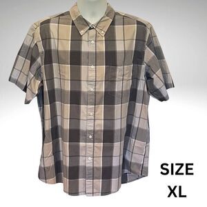Basic Editions Men's Plaid Shirt - Black and Tan Size XL